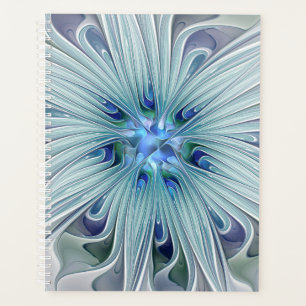 Agenda Belleza floral abstracta flor pastel azul moderna