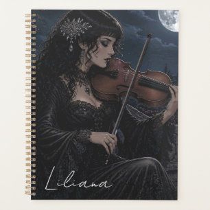 Agenda Belleza Gótica Hermosa Tocando Viola Personalizada