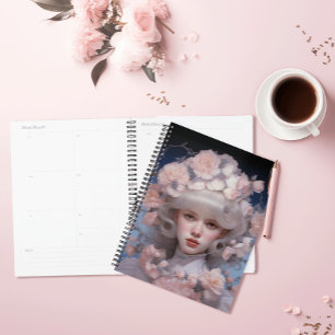 Agenda Belleza platino - Retrato y flores de una mujer