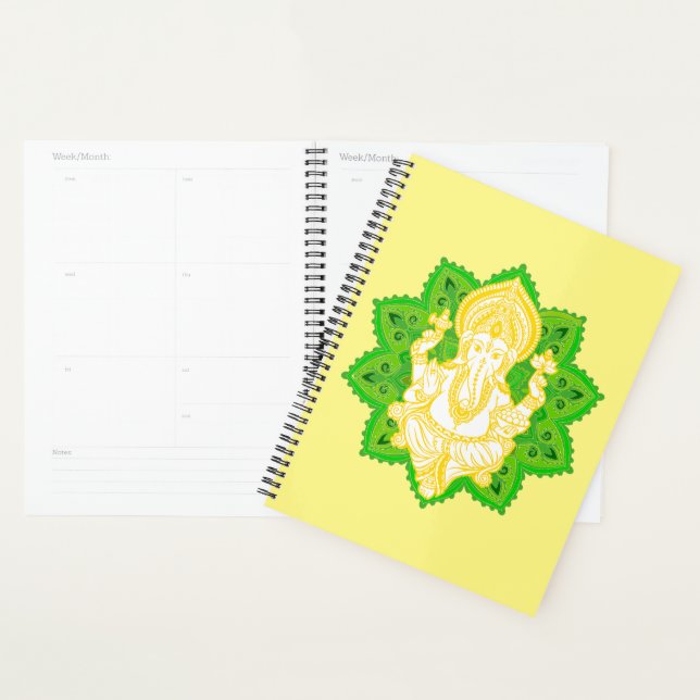 Agenda Bendiciendo a Yellow y Green Lord Ganesh Planner (Demostración)