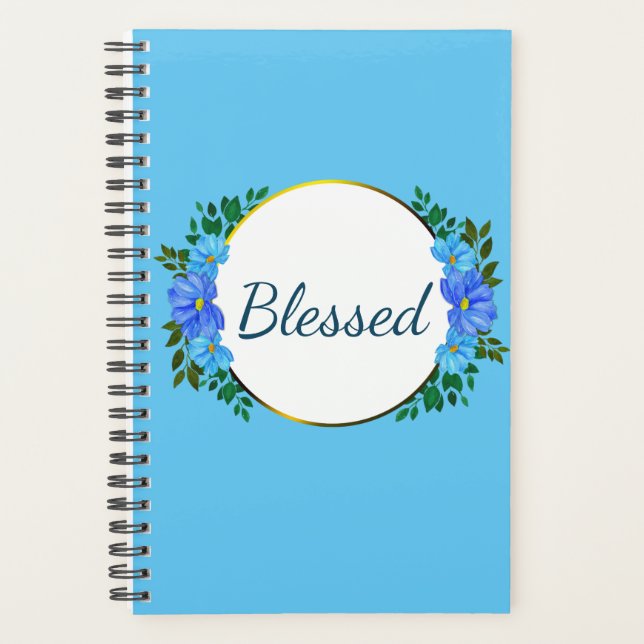 Agenda "Bendita" Sensación De Floral De La Zinnia Azul (Anverso)
