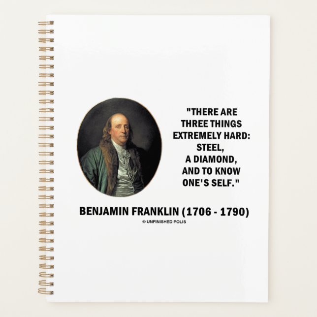Agenda Benjamin Franklin Tres Cosas Muy Duras (Anverso)
