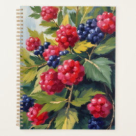 Agenda Berry Bush Raspberry Blackberries Watercolor Fruit