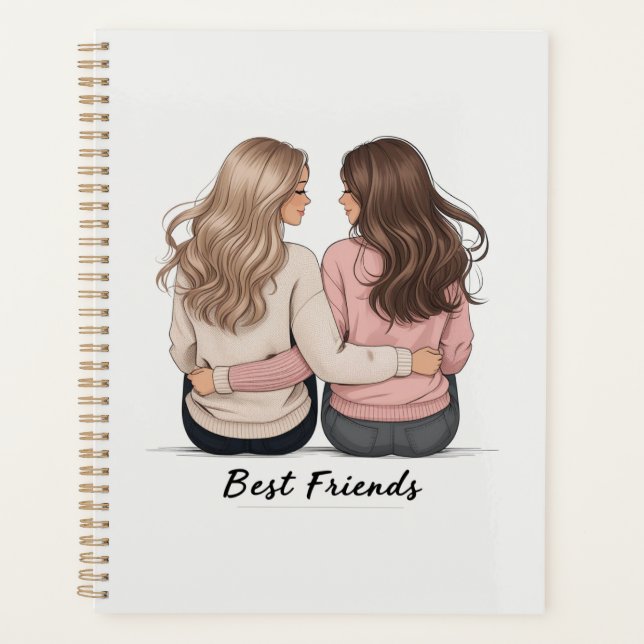 Agenda Best Friends Planner – Personalized Back‑View Girl (Anverso)