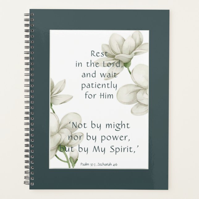 Agenda Bible Scripture Encouragement Quotes White Flower  (Anverso)