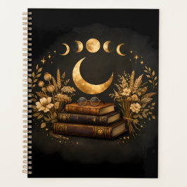 Agenda Biblioteca Mística Dorada & Arte Boho de Luna Botá