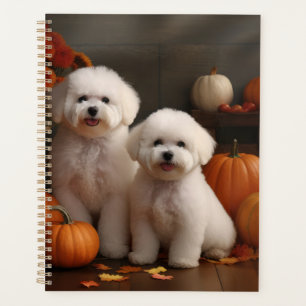 Agenda Bichon Frise Puppy Calabaza deslumbrante de otoño