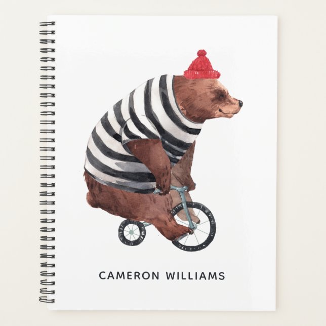 Agenda Bicycle Fun Bear | Añadir su nombre (Anverso)