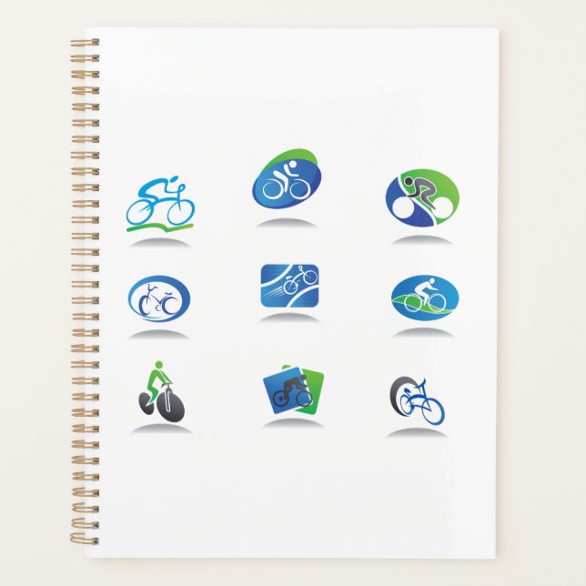 Agenda Bicycle Racing Icons Blue and Green Sport (Anverso)