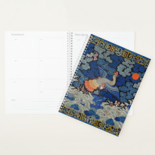 Agenda Bird Blue Chinese Embroidery Vintage