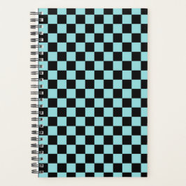 Agenda Black and Blue Checkered Pattern Notebook Planner