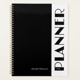 Agenda Black And White Vintage Retro Stripe Personalized
