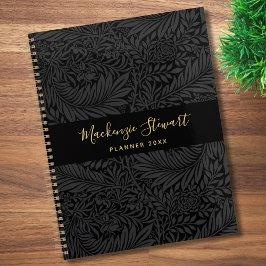 Agenda Black Floral Pattern 2026
