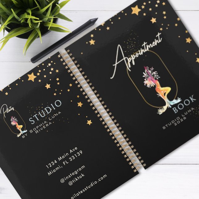 Agenda Black Gold Appointment Book Beauty Yoga Salon   (Black Gold Appointment Book Beauty Yoga Salon Planner)
