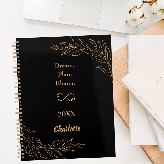 Agenda Black gold botanical motivational quote 2026 (Subido por el creador)
