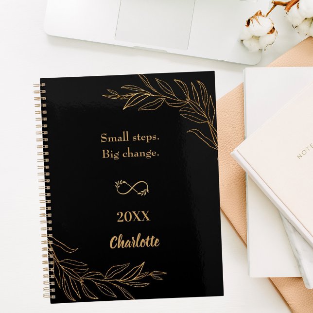 Agenda Black gold foliage motivational quote 2026 (Subido por el creador)