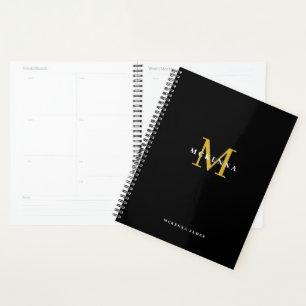 Agenda Black Gold Monogram Business Client Gracias