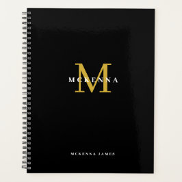 Agenda Black Gold Monogram Business Client Gracias
