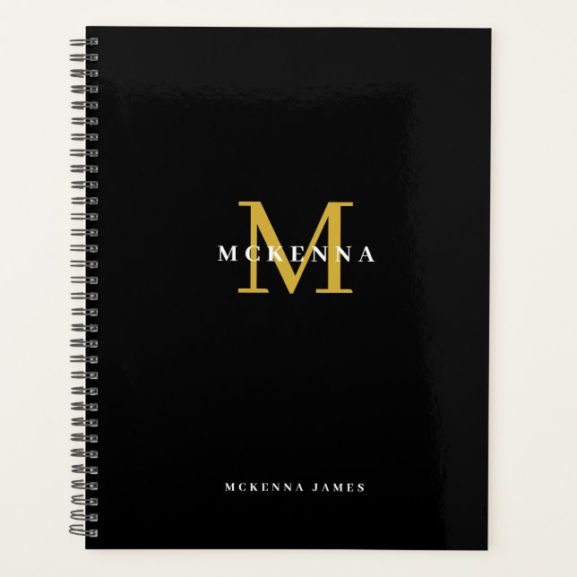 Agenda Black Gold Monogram Business Client Gracias (Anverso)