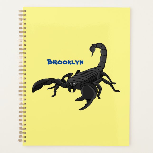 Agenda Black hungry scorpion cartoon illustration  (Anverso)