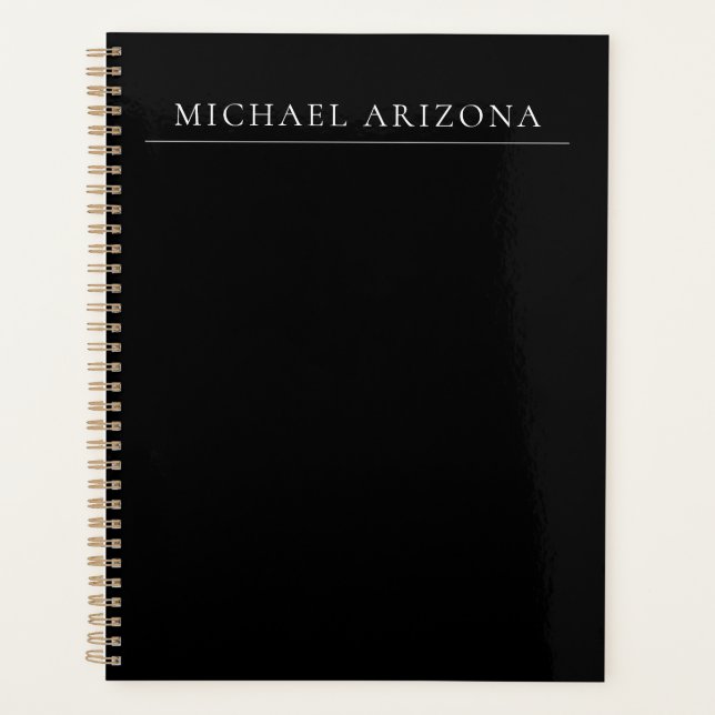 Agenda Black Minimalist Plain Modern Own Name (Anverso)