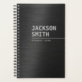 Agenda Black Modern Simple Personalized Name Profesional