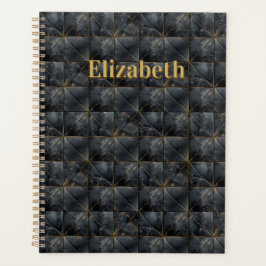 Agenda Black Onyx Tiled Pattern Name Monogram