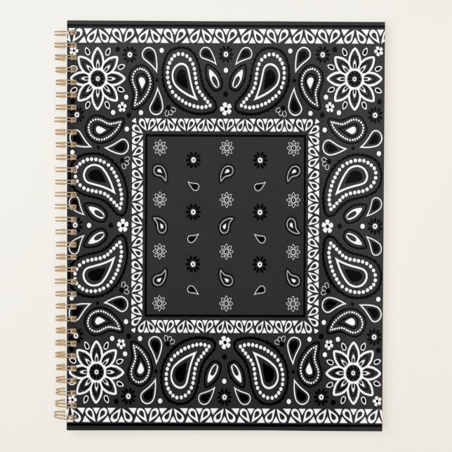 Agenda Black Paisley Bandana Birthday Hip Hop Rap Scarf (Anverso)