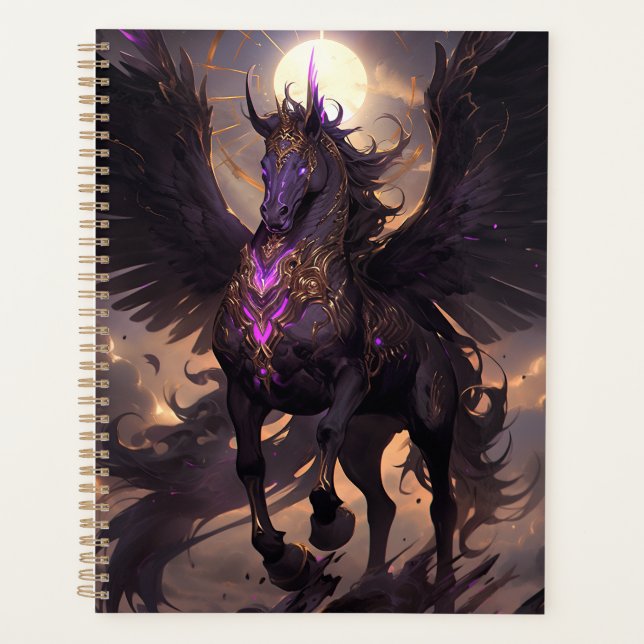 Agenda Black Purple Unicorn Fantasy Art (Anverso)
