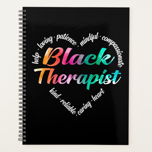 Agenda Black Therapist Heart Word Cloud Watercolor (Anverso)