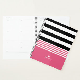 Agenda Black, White & Hot Pink Strige Personalizado