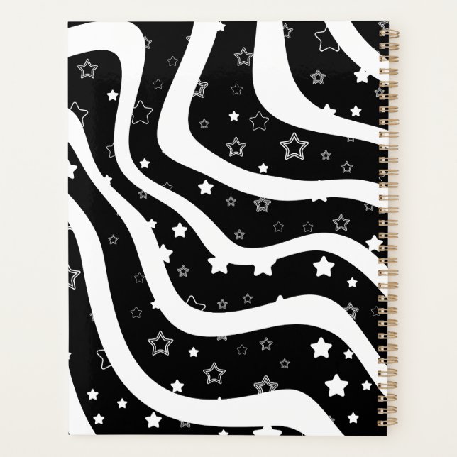 Agenda Black &white stars on lines custom name (Reverso)