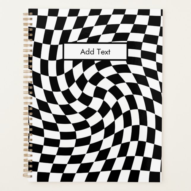 Agenda Black & White Warped Checkered Pattern Custom (Anverso)