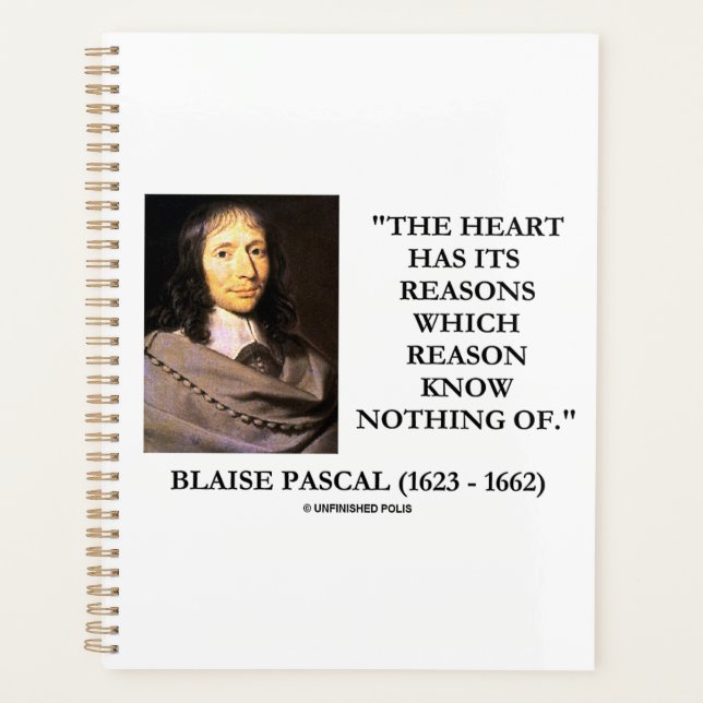 Agenda Blaise Pascal Razones Del Corazón No Saben Nada De (Anverso)