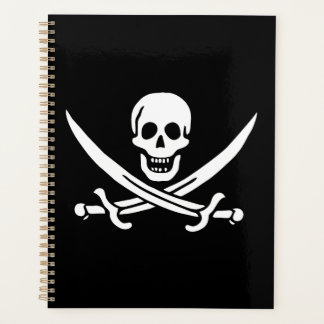Agenda Blanco, bandera pirata Calico Jack, cráneo y alfan