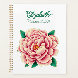 Agenda Blanco de la flor rosada de peonía vintage