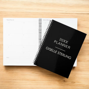 Agenda Blanco Negro Minimalista Profesional Moderno Negoc
