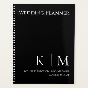 Agenda Blanco y negro - Monograma-Boda-planificador