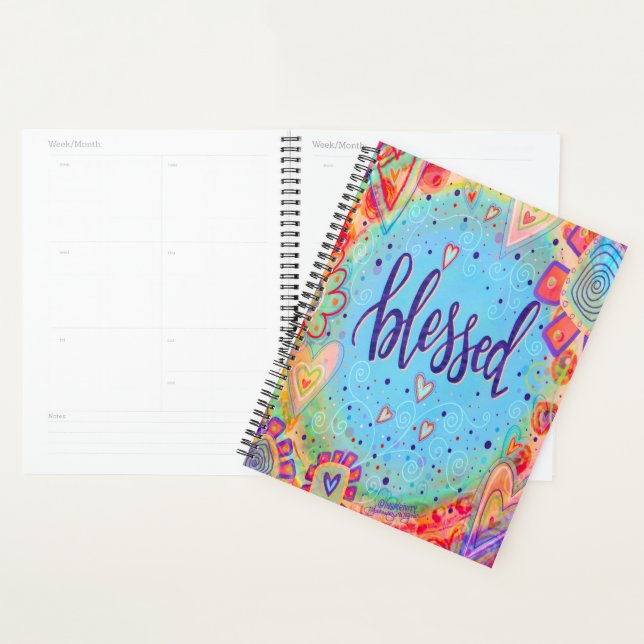 Agenda Blessed Bonito Floral Blue Inspiradora Trendy (Demostración)