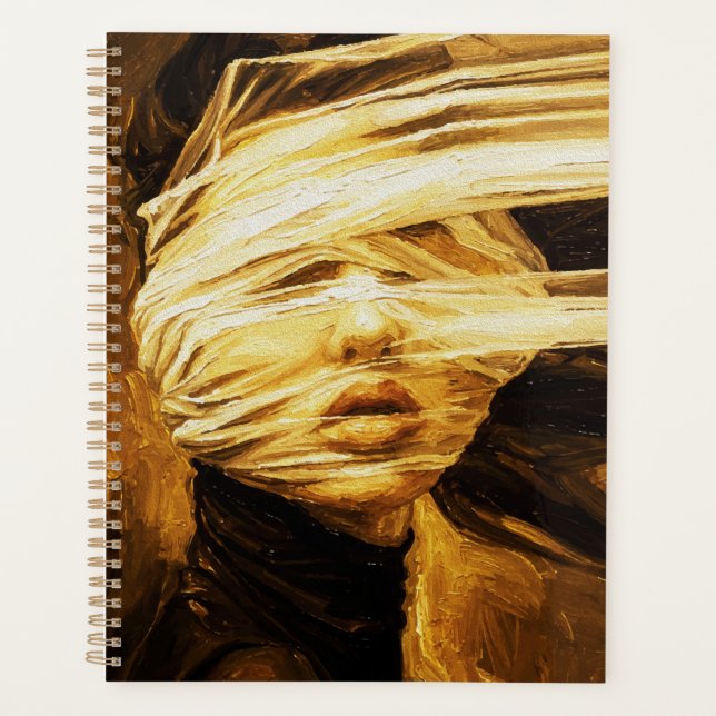 Agenda Blindfolded Woman – Surreal Oil Art (Anverso)