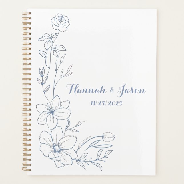 Agenda Blissful Blue Blooms Wedding Planner (Anverso)