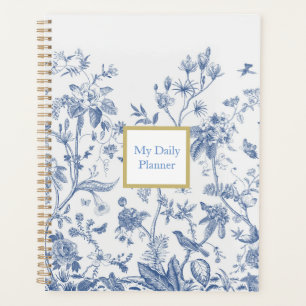 Agenda Bloc de notas Chinoiserie con flores azules y blan