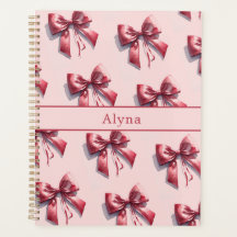 bloc de notas con nombre personalizado Bow rosado