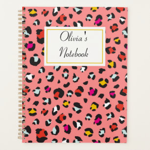 Agenda bloc de notas de leopardo rosa
