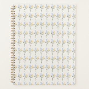 Agenda Bloc de notas floral azul y amarillo
