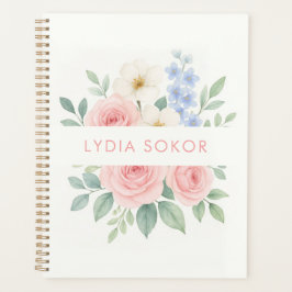 Agenda Bloc de notas floral personalizado con nombre