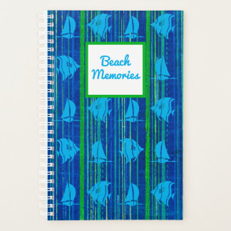 Agenda Bloc de notas Nautical Blue Green Stripe en Recuer