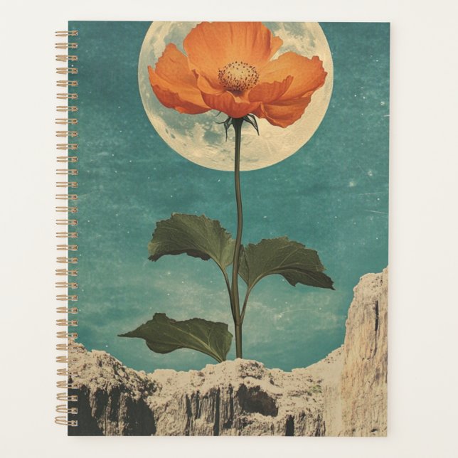 Agenda Bloom Naranja iluminado por luna - Encanto de Boho (Anverso)