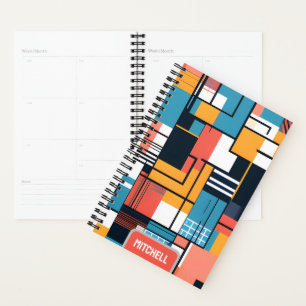 Agenda Bloques de color geométricos retro personalizados
