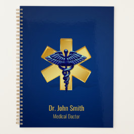 Agenda Blue 3D Caduceus Gold Cross Medical